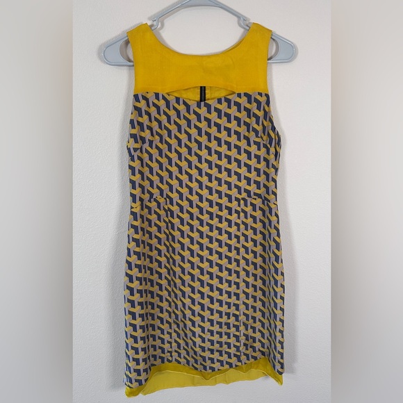 Rag & Bone Chelsea Yellow/blue Organza Sleeveless 100% Silk Mini Dress Sz 2 - Picture 2 of 8